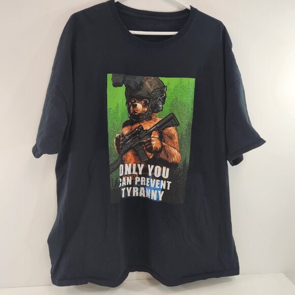 Smokey the Bear Parody Only You Can Prevent Tyranny T-Shirt Activist Black - Picture 1 of 6
